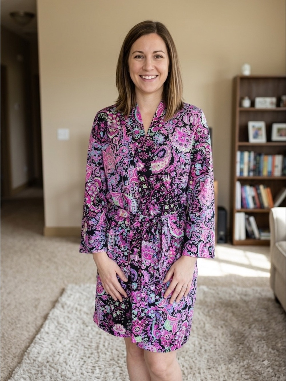 Cruz Natori Women’s Floral Pink Paisley Women's Short Robe